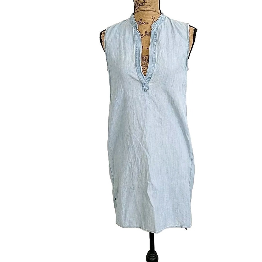 Rag & Bone Jean Dress Womens XS Blue Chambray Denim Sleeveless V-Neck Shift